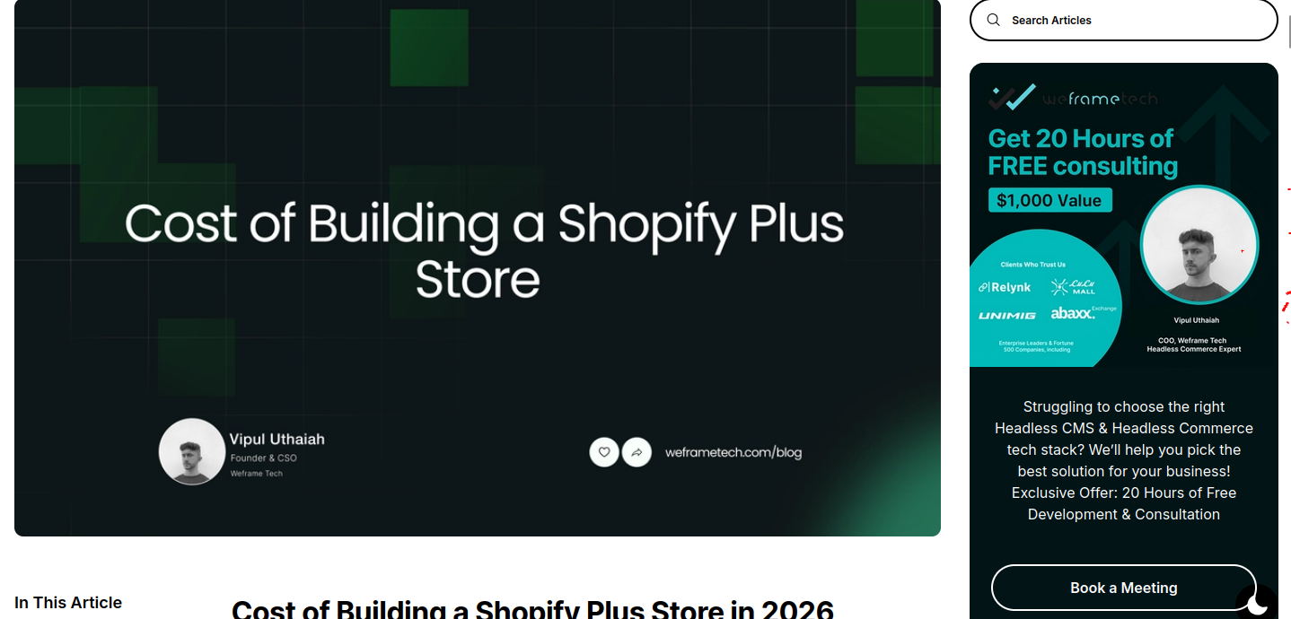 Cost of Building a Shopify Plus Store